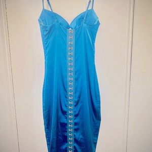 Oh Polly Bust Out Underwired Satin Midi Dress Size: 4